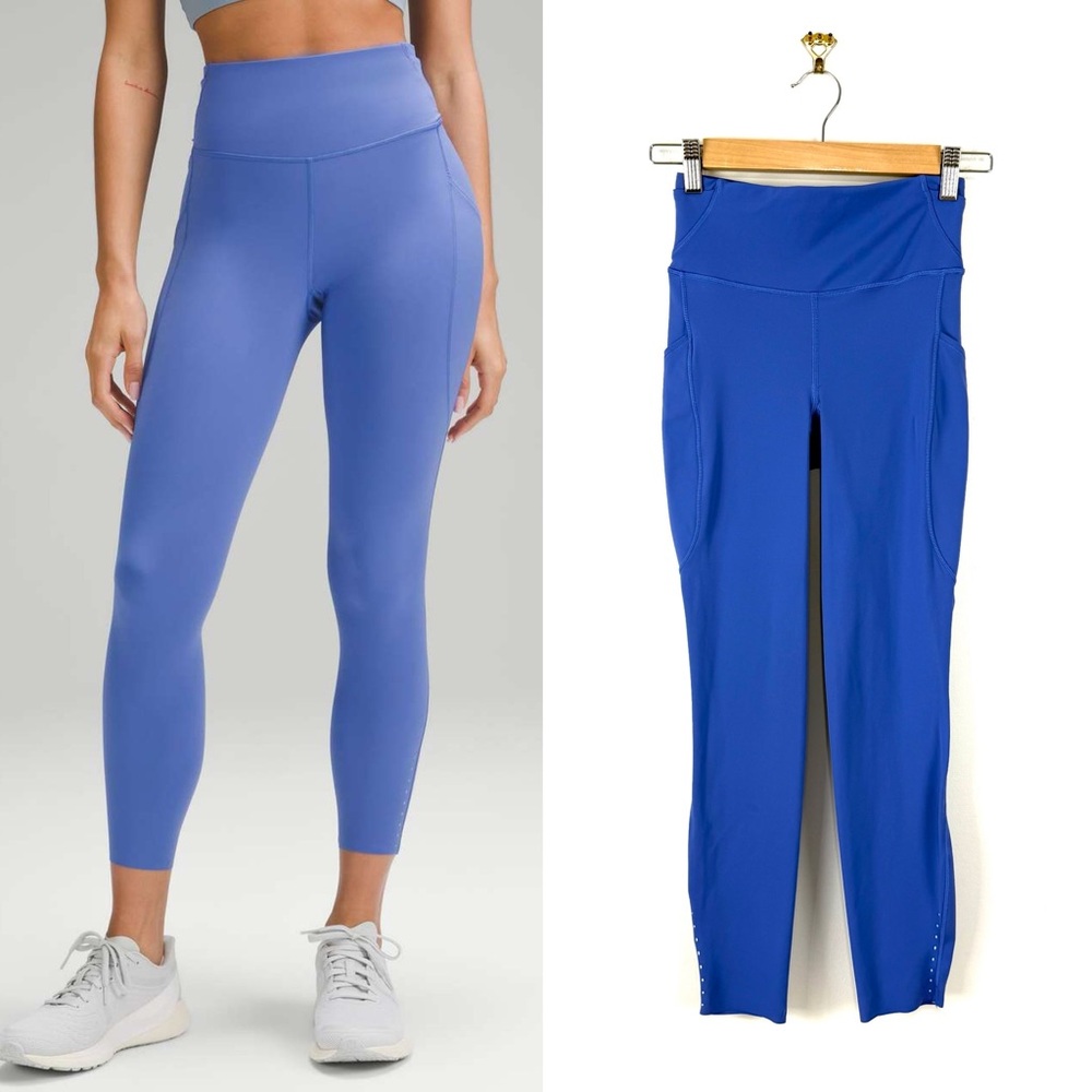 Lululemon Fast And Free High Rise Tight 25” with Pockets Blue Sz 4